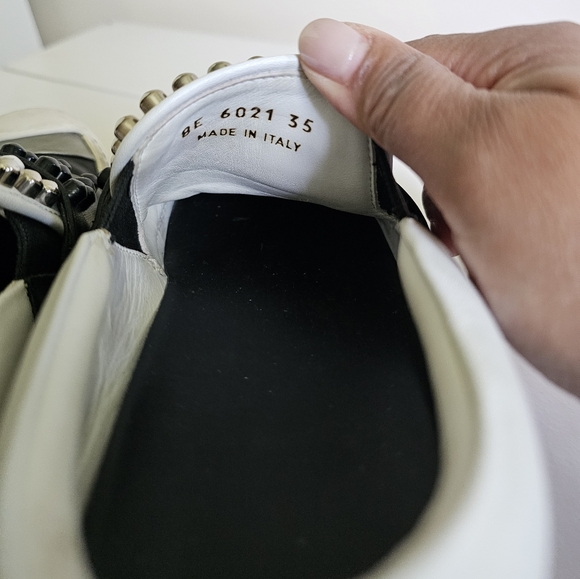 Fendi Black/White Leather Studded Karl Lover Slip On Sneakers. Size 35 - Picture 16 of 16